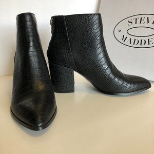 Steve Madden Julianne Black Croc Boots NWT